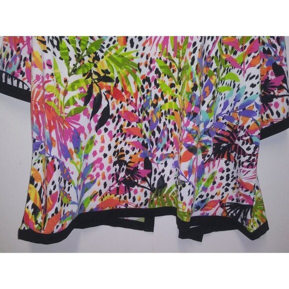 Belladini Topper Duster Sz L Open Front oversized Poly-Spandex MULTICOLOR leaf - Picture 6 of 10